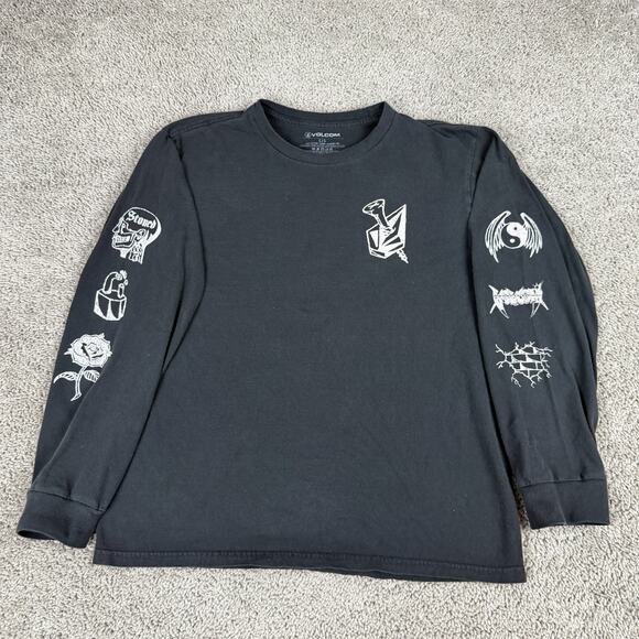 Volcom Shirt Mens Large Black White Long Sleeve Skater Skateboarding Casual - Picture 1 of 9